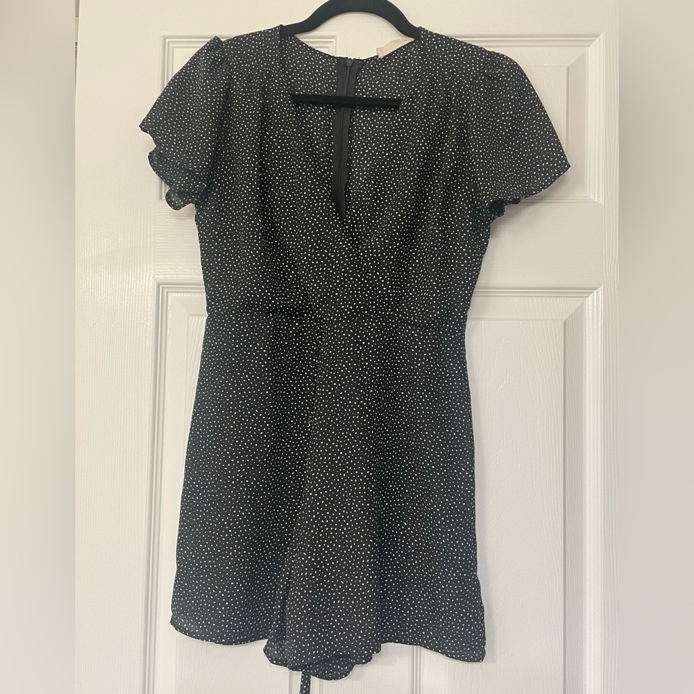 Altar’d State, romper, black with white dots